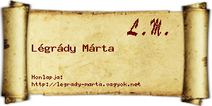 Légrády Márta névjegykártya